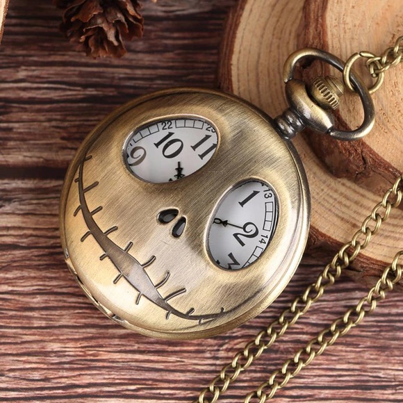 Nightmare Before Christmas Pocket Watch NEW Antique Bronze Jack Skellington - Picture 3 of 5